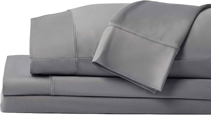 SHEEX - Original Performance Sheets Set (Full) Graphite- Cooling Sheets - Moisture Wicking - 1 Flat Cooling Sheet, 1 Fitted Cooling Sheet, 2 Pillow Covers - Wrinkle Free - Sleep Aid