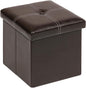 B FSOBEIIALEO Folding Storage Ottoman Cube, Faux Leather Footrest Seat Coffee Table, Brown 11.8"x11.8"x11.8"