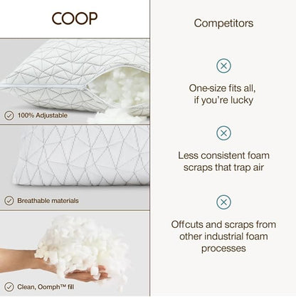 Coop Home Goods Original Adjustable Body Pillow (20x54) and Ultra-Tech Waterproof Pillow Protector Bundle for Pregnancy, Full Body Support for Side Sleepers with Memory Foam & Washable Cover