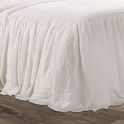 Lush Decor Ruffle Skirt Bedspread Set - 3-Piece Luxurious Farmhouse Bedding - Elegant Ruffle Detail - Timeless Style - Soft Lightweight Sheets - Full, Neutral