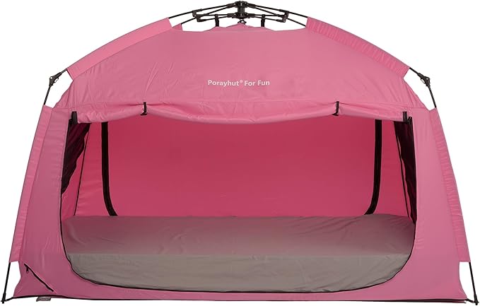 Indoor Instant Privacy Bed Tent for Sleeping,Quick Set-up Bed Canopies,Portable Bed Drapes with Large Space and 3 Doors (Pink, Full)