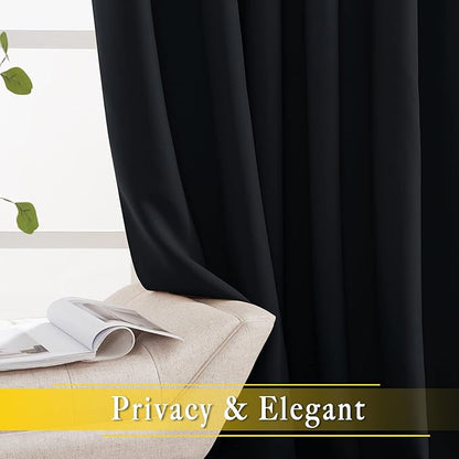 NICETOWN Black Out Curtain for Sliding Glass Door, Grommet Thermal Insulated Sound Reducing Window Treatment Weighted Wide Draperies for Bedroom/Living Room (W80 x L90, 1 Panel)