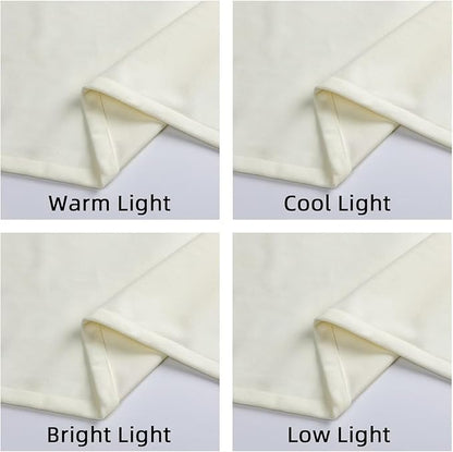 Joydeco Ivory Velvet Curtains 84 inch Length 2 Panels, Luxury Blackout Rod Pocket Thermal Insulated Window Curtains, Super Soft Room Darkening Drapes for Living Dining Room Bedroom,W52 x L84