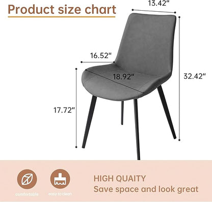 Dining Chairs Set of 4, Modern Kitchen & Dining Room Chairs, Upholstered Faux Leather Cushion Seat and Sturdy Metal Legs (4 Grey Chairs)
