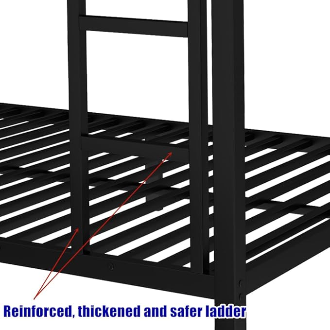 SIGONE Stronger & Safer Heavy Duty Twin XL Over Twin XL Bunk Bed with Twin Trundle for Adults Teens, Thickened More Stable Metal Bunkbed Frame (Greater Weight Capacity)