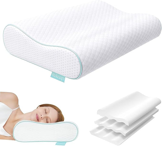Ergonomic Memory Foam Pillow - Orthopedic Cervical Support Pillow for Neck & Shoulder Pain Relief, Adjustable Contour Pillow for All Sleeping Positions，King Size
