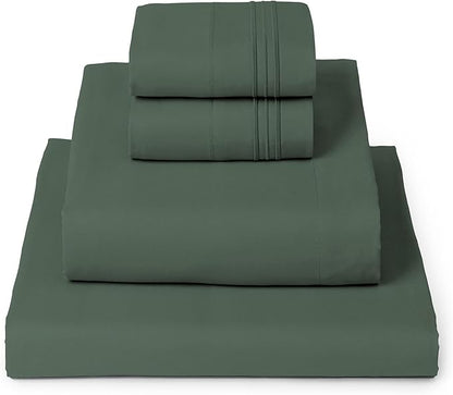 Mellanni Twin XL Sheet Set - 4-Piece Iconic Collection Bedding, (Including 2 Pillowcases), 16-Inch Deep Pocket, Easy Care, Extra Soft, Cooling Sheets, Brushed Microfiber - Emerald Green