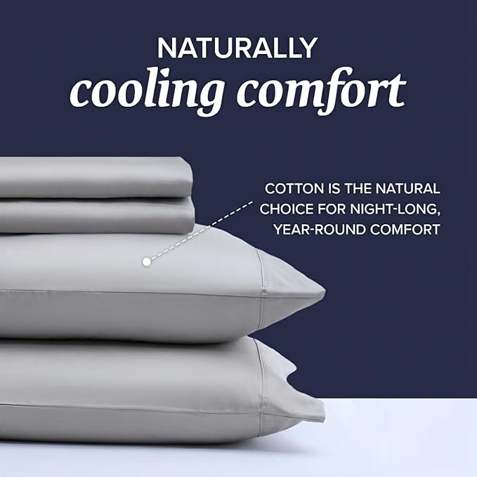 Beckham Hotel Collection Queen Sheet Set 100% Cotton, 500TC Luxury Sateen Bedding, 16” Deep Pocket, Moisture-Wicking, 4-Piece, Gray