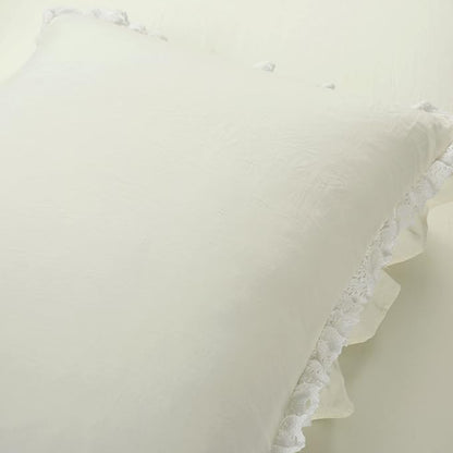 Lush Decor Ella Parisian Vintage Chic Ruffle Lace 3 Piece Comforter Set, Full/Queen, Ivory