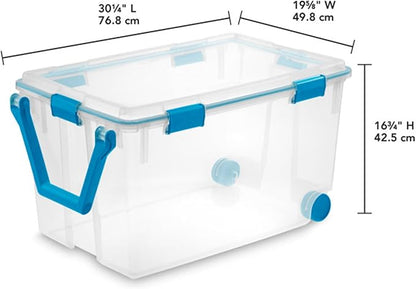 Sterilite 9-Pack Gasket Box, Weather-Resistant Storage Bins with Latching Lids, 120 Quart - Heavy-Duty Organizing Containers for Closet, Bathroom, and Office