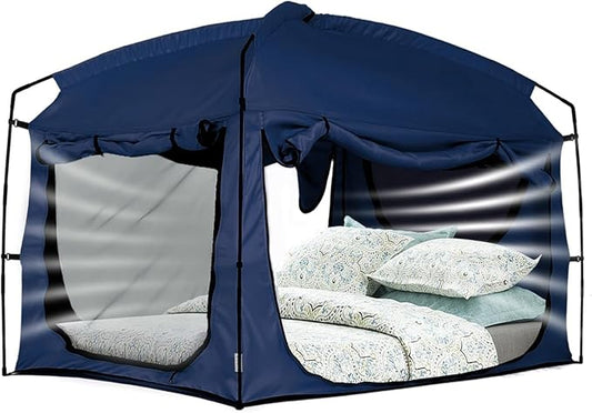 Bed Tent,Portable Privacy Sleeping Bed Canopy,Blackout 90% Drapes for Kids and Adult,Indoor Space Tent with Breathable Large Mesh Windows