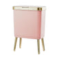Procade Bathroom Trash Can with Lid, 4 Gallon Pink Garbage Can, Tall Plastic Trash Bin with Push Button, Slim Gold Trash Can Waste Basket for Room, Bedroom,Office,Kitchen