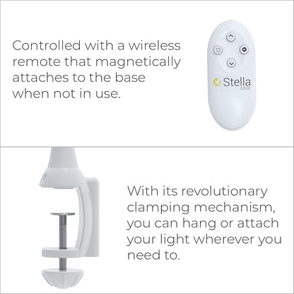 Stella Edge Premium 10W LED Desk Clamp Task Lamp - White - Adjustable Dimmable Low Vision Light - Macular Degeneration Lighting - Hobby Crafting Sewing