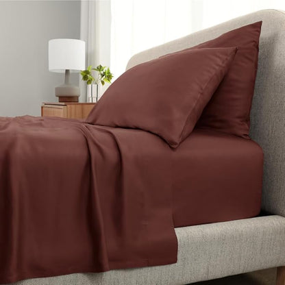 Cariloha Aloha Soft 4-Piece Sheet Set | Maroon Sunset | Queen | Made from 100% Viscose derived from Bamboo | Introductory Sheet Line