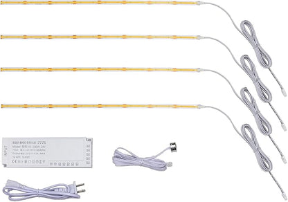 Motion Sensor Under Cabinet LED Lighting Kit for Kitchen Cabinets Counter Shelf Bookcase Closet, 20ft PCS Strip with Transformer,White 6500K (Cold White 6500K, 4 * 5Ft)