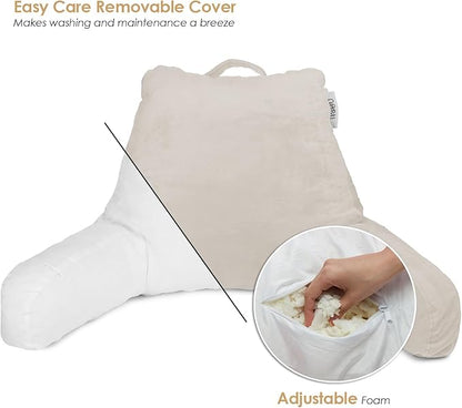 Nestl Reading Pillow for Kids & Teens with Shredded Memory Foam, Backrest Pillows for Reading, Watching, and Gaming, Use on The Couch, Bed, or Floor, Adjustable Support with Washable Cover Linen