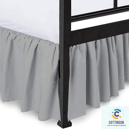 Ruffled Bed Skirt with Split Corners-Dust Ruffle - 15" Drop 100% Microfiber Soft,Sheen & Luxurious Look - Bed Skirts (Light Grey -Full)