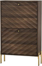 Shoe Storage Cabinet with Textured Diagonal Lines Doors 2 Flip Drawers, Walnut Narrow Shoe Cabinet Storage for Entryway, Freestanding Shoe Organizer Cabinet, Slim Shoe Rack Cabinet
