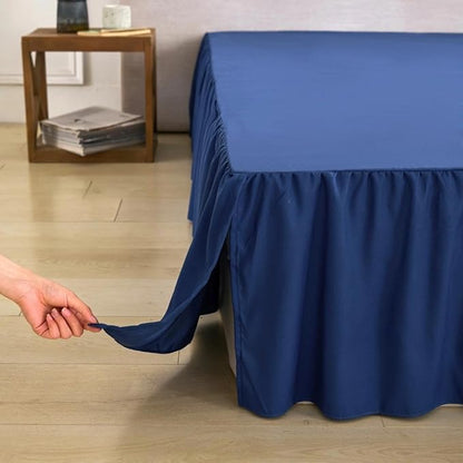Bed Skirt Full Size Ruffled Bed Skirt with Split Corners, Full Bed Skirts 12 Inch Drop with Platform, 12'' Full, Navy Blue