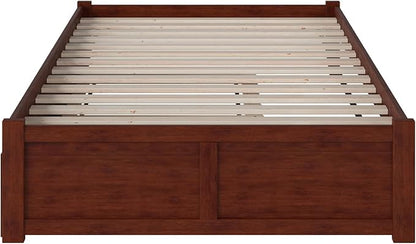 AFI Concord Full Size Platform Bed with Footboard & Twin Trundle in Walnut