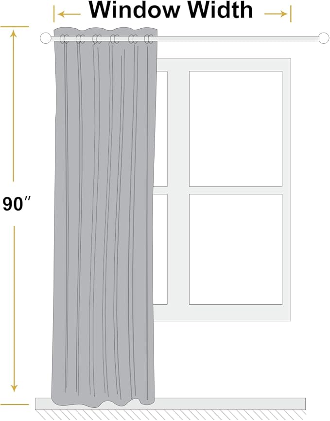 ChrisDowa 100% Blackout Mustard Yellow Solid Curtains 90 Inches Long 2 Panels for Bedroom Living Room,Farmhouse Room Darkening Thermal Insulated Soundproof Grommet Top Window Treatment Drapes,52x90