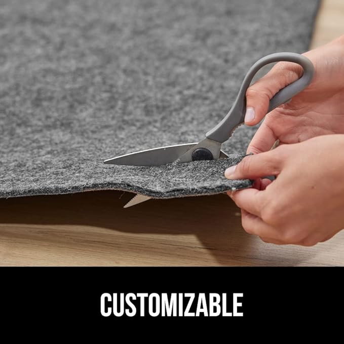 GORILLA GRIP Felt and Natural Rubber Stay in Place Slip Resistant Rug Pad, 1/4in Thick, 7x10 FT Protective Padding Under Area Rugs, Cushioned Gripper Pads, Carpet Runners, Hardwood Floors Protection