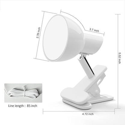 deeloop LED Clip on Light Book Reading 5W Super Bright 330° Rotation Clip on Lamp for Bed/Desk Lamp with Clamp White