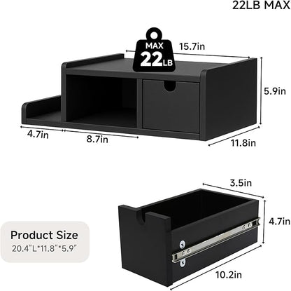 Floating Nightstand with Drawer & Shelf,Wall Mounted Bedside Table for Small Bedrooms,Modern Black End Table with Space Saving Design（Black）