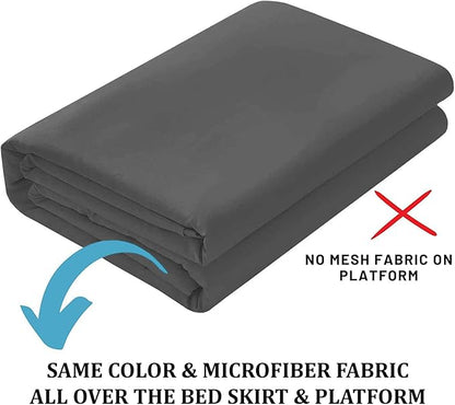 Ruffled Bed Skirt with Split Corners, Dark Grey, Full 12 Inch Drop Bedskirt, Hotel Quality Brushed Microfiber Wrinkle Free Dust Ruffle Bed Skirt Full Size