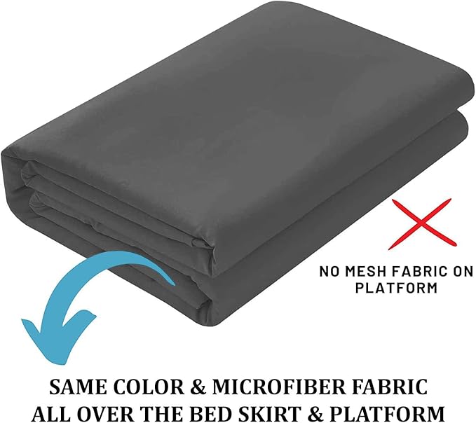 Ruffled Bed Skirt with Split Corners, Dark Grey, Full 16 Inch Drop Bedskirt, Hotel Quality Brushed Microfiber Wrinkle Free Dust Ruffle Bed Skirt Full Size