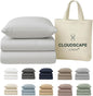 Cloud Scape Linen 100% Egyptian Cotton Sheets Twin Size, 3 Pieces Luxury Bedding Set, 400 Thread Count,Hotel Quality, Silky Soft, Breathable and Durable, Deep Pockets up to 15, Light Grey