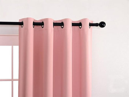 MIUCO 1 Pair Thermal Insulated Grommet 52-Inch-by-63-Inch Blackout Window Curtain Panels with 2 Tie Backs, Pink