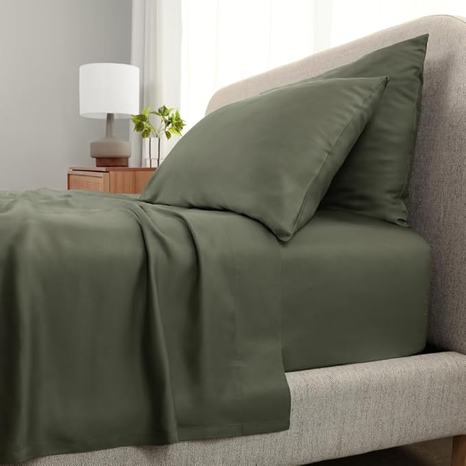 Cariloha Aloha Soft 4-Piece Sheet Set | Coastal Pine | Split King | Made from 100% Viscose derived from Bamboo | Introductory Sheet Line