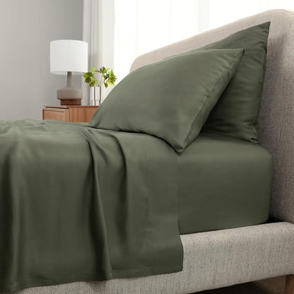 Cariloha Aloha Soft 4-Piece Sheet Set | Coastal Pine | Queen | Made from 100% Viscose derived from Bamboo | Introductory Sheet Line