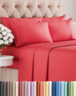 Full 6 Piece Sheet Set - Cooling, Comfy & Breathable - Hotel Luxury Bedding - Includes Fitted Sheet for Women, Men, Kids and Teens - 1 Flat, 1 Fitted Sheet, 4 Pillowcases with Deep Pockets - Red