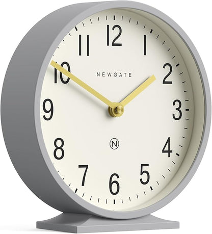 NEWGATE® Q Mantel Clock | Modern Classic Round Mantel Clock | Clockwork Gray | Contemporary Style for Mantel, Desk, Table, Shelf or Bedside