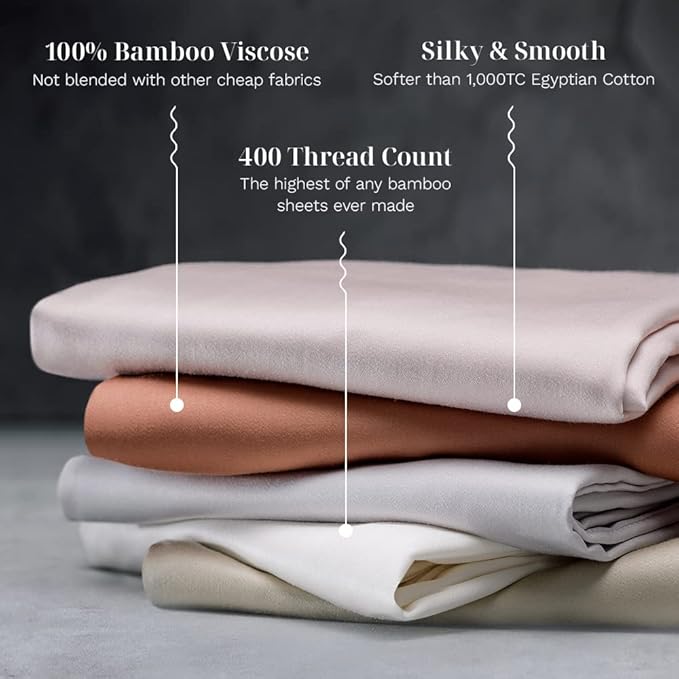 LUXOME Luxury Sheet Set | 100% Rayon (Viscose) from Bamboo | Queen Size - Terracotta | Deep Pockets | 4-Piece Set (Fitted, Flat, 2 Pillowcases)