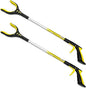 RMS 2-Pack 32 Inch Extra Long Grabber Reacher with Rotating Jaw - Mobility Aid Reaching Assist Tool (Yellow)