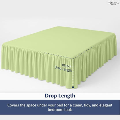 KRISHNA Ruffled Bed Skirt with Split Corners Full, 100% Microfiber Hotel Quality, 10 Inch Drop Dust Ruffle Gathered Bedskirt with Platform, 54" x 75", Sage