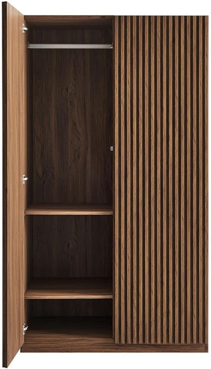 Pemberly Row Contemporary Wood Wardrobe Closet in Walnut Finish