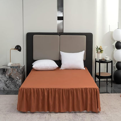 Terracotta Bed Skirt King Size Ruffled Bed Skirt with Split Corners, King Bed Skirt 16 Inch Drop, King Size Bed Skirt Terracotta for Ruffled Bed Skirt with Split Corners, Bed Skirts King Size