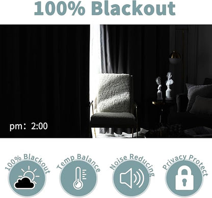 BGment 100% Blackout Curtains for Bedroom 63 Inch Length, Full Room Darkening Curtains for Living Room Rod Pocket with Thermal Insulated Liner, Each Window Curtains 2 Panels, 42 x 63 Inch, Aqua