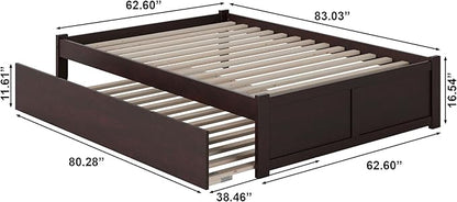 AFI Concord Queen Size Platform Bed with Footboard & Twin XL Trundle in Espresso