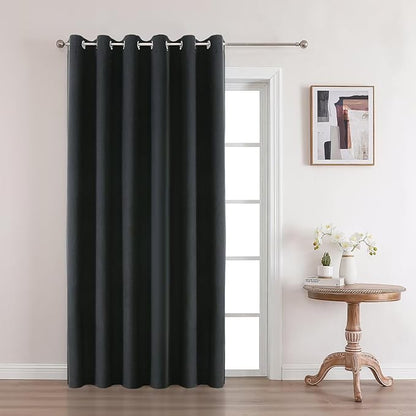 Joydeco Charcoal Grey Blackout Curtains 96 Inches Long, Curtains 96 Inch Length 1 Panel for Bedroom, Thermal Insulated Linen Black Out Curtains with Grommets(100x96, Charcoal Grey)