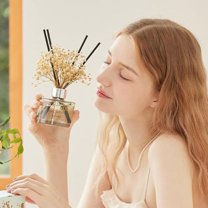 COCODOR Preserved Flower Reed Diffuser/Freesia&Pear/6.7oz/1Pack / Home Fragrance Scent Essential Oil Stick Diffuser for Bedroom Bathroom Home Decor