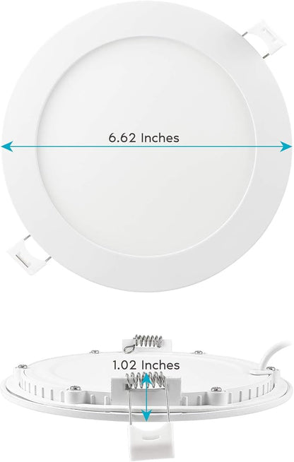 LUXRITE 6 Inch Ultra Thin LED Recessed Light with J-Box, 12W, Color Temperature Selectable 2700K | 3000K | 3500K | 4000K | 5000K, Dimmable Wafer Light, 1000 Lumens, Energy Star, IC Rated