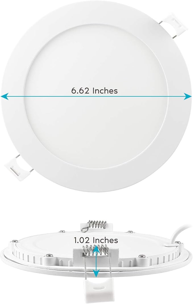 LUXRITE 6 Inch Ultra Thin LED Recessed Light with J-Box, 12W, Color Temperature Selectable 2700K | 3000K | 3500K | 4000K | 5000K, Dimmable Wafer Light, 1000 Lumens, Energy Star, IC Rated (6 Pack)