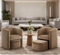 Mid-Century Velvet Living Room Chair Set of 2 with Storage Ottoman, Space-Saving Accent Chairs for Bedroom/Reading Spaces/Office, Khaki