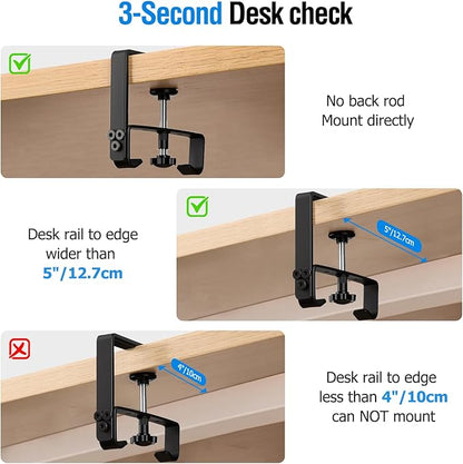 Under Desk Cable Management Tray - Heavy Duty No-Drill Clamp & Screw Mount, 36-Inch Cord Organizer for Home Office, Gaming Setup & Study Room, Holds Power Strip & Large Adapters