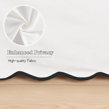 HIG Off-White Chic King Bed Skirt - Easy Fit Scallop Edge Pleated Bedskirts, 14 Inch Drop Anti-Slip Dust Ruffle, Thick Fabric for Enhanced Privacy, Pre-Washed for Long-Lasting Use(N60022)